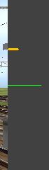 Screen dump showing the stop point's yellow line and the train's position indicated by
                     the pointer of the forces indicator