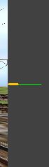 Screen dump showing the stop point's yellow line and the train's position indicated by
                     the pointer of the forces indicator