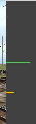 Screen dump showing the stop point's yellow line and the train's position indicated by
                     the pointer of the forces indicator